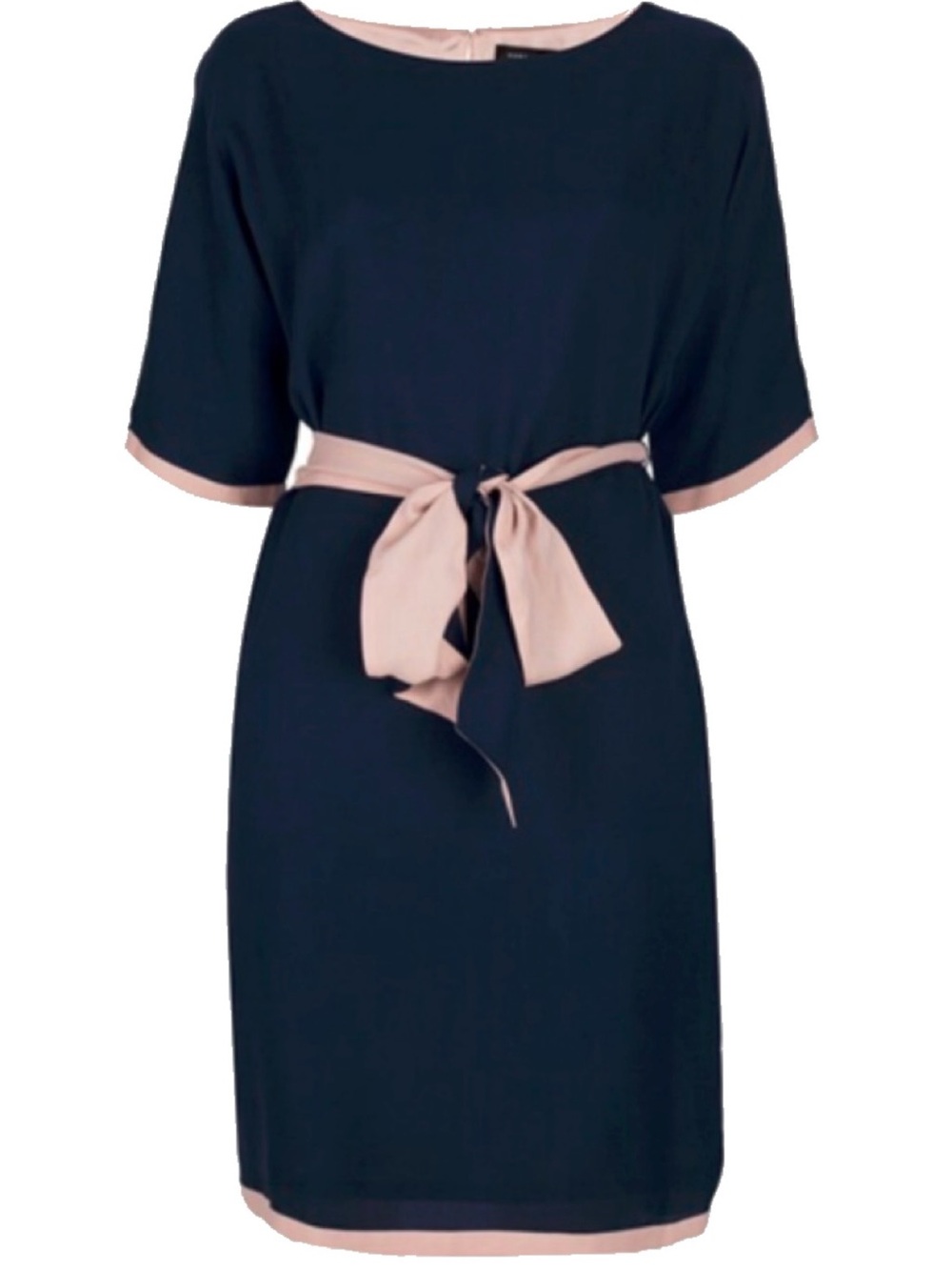 Marc by Marc Jacobs Navy & Blush Silk Tie-Waist Dress M